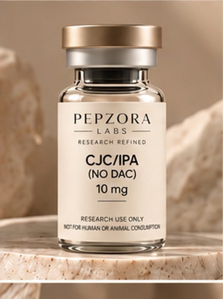 CJC-1295 No DAC / Ipamorelin 10mg research vial — Pepzora Labs, research use only