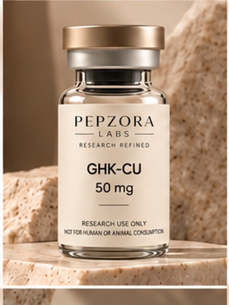 GHK-Cu 50mg research vial — Pepzora Labs, research use only