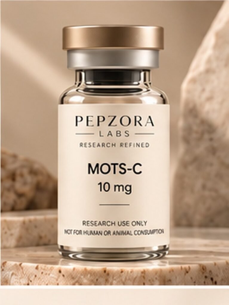 MOTS-c 10mg research vial — Pepzora Labs, research use only